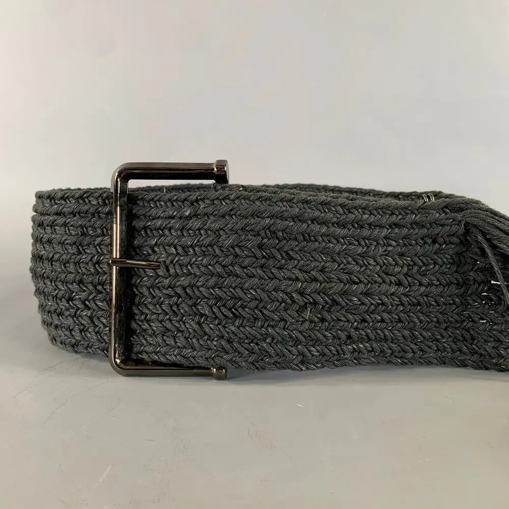 MAISON MARTIN MARGIELA Waist Size 30 Black Woven Fabric Leather Belt